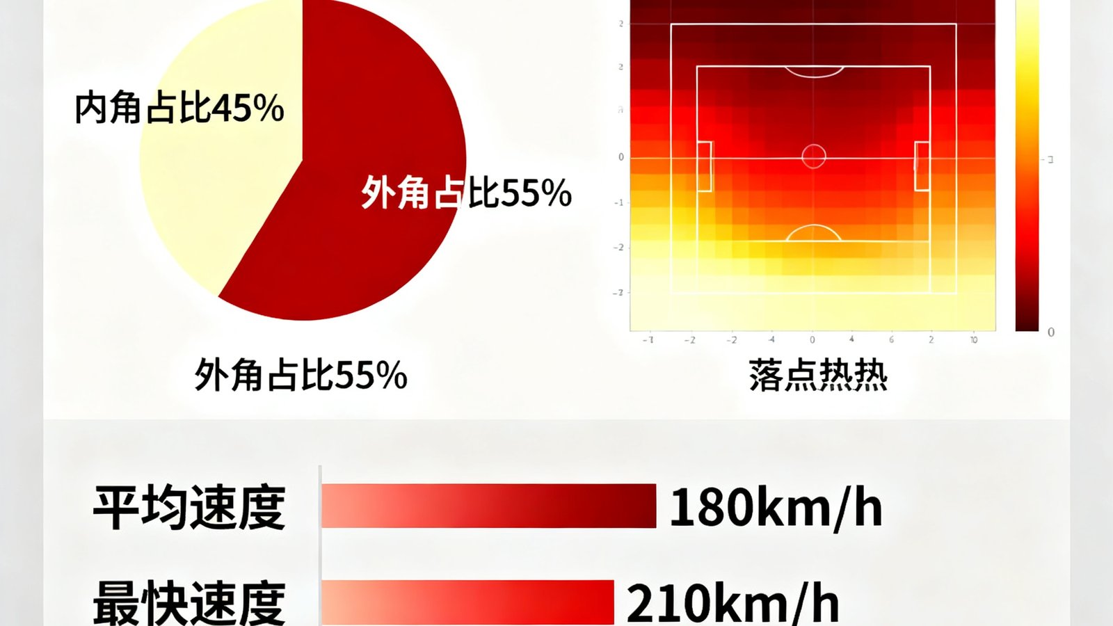 网球发球落点角度分析图，展示发球内外角分布比例及落点热区，配以速度数据标注